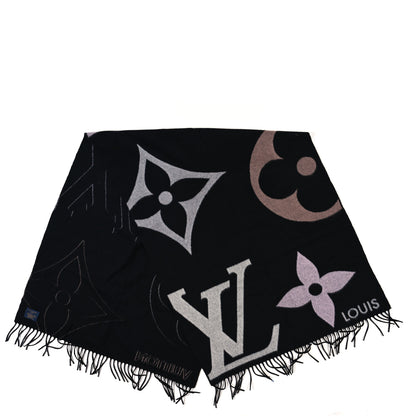 Louis Vuitton Cashmere Wool Monogram Ultimate Scarf Black 2 of 3