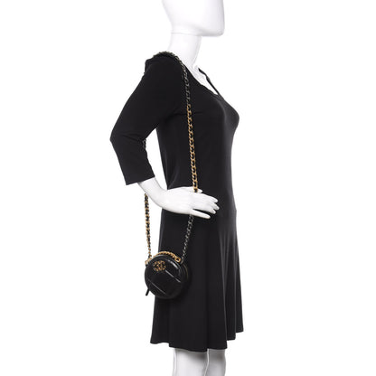 Chanel Lambskin Quilted 19 Round Clutch With Chain Black 2 of 10