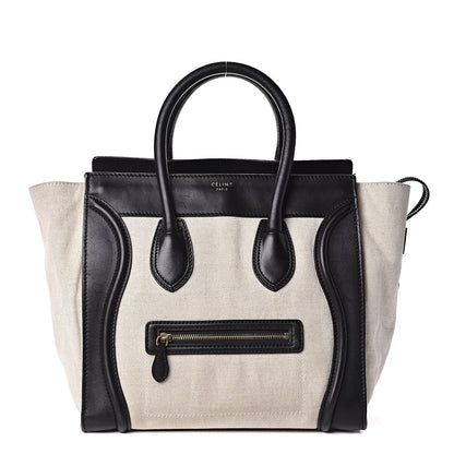 Celine Smooth Calfskin Linen Mini Bi-Color Luggage Natural Black 1 of 21
