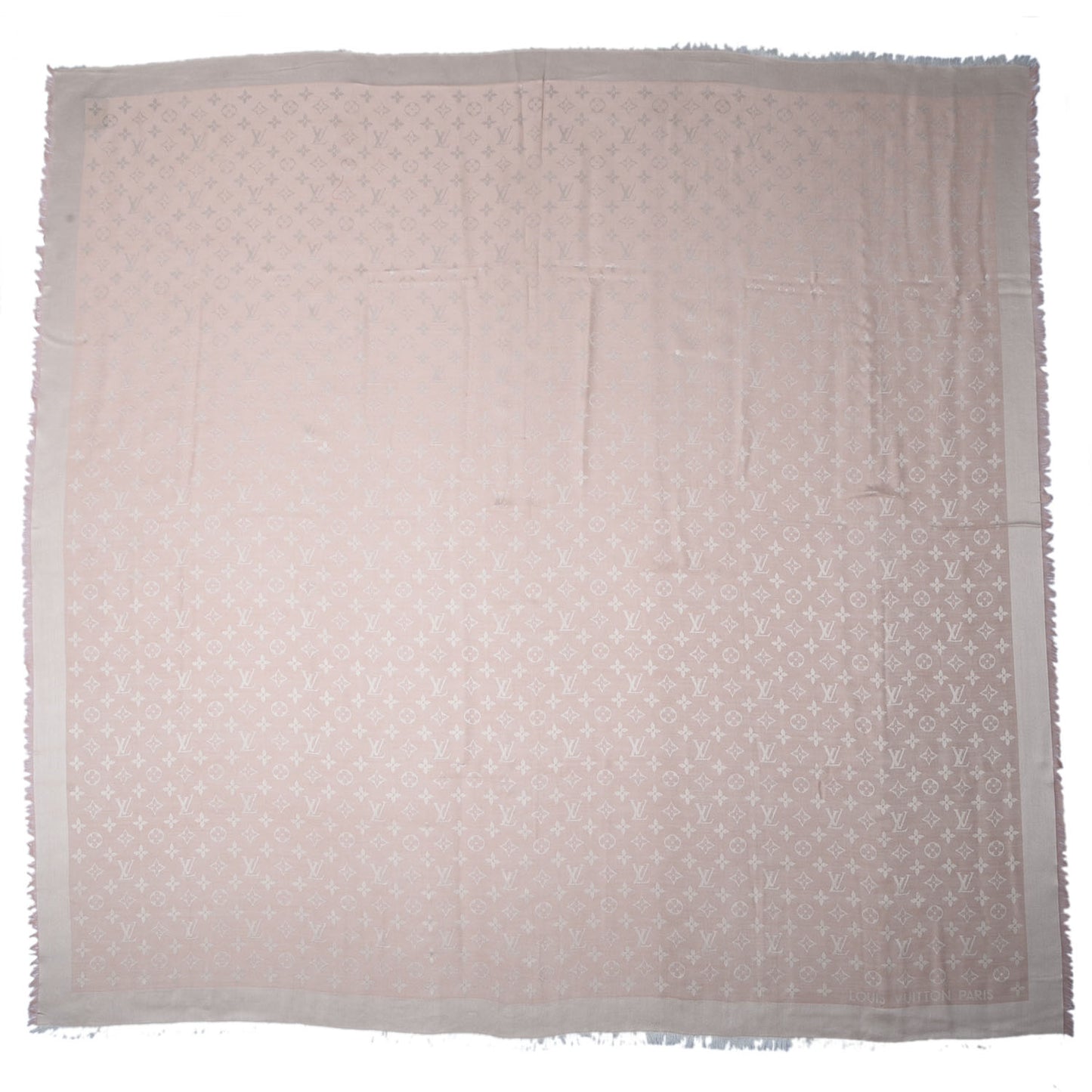 Silk Wool Monogram Denim Shawl Rose