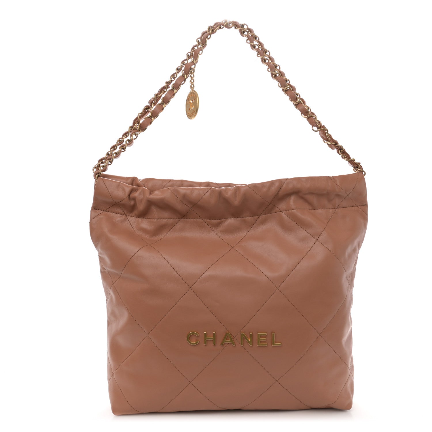 Chanel Shiny Calfskin Quilted Small Chanel 22 Camel 1 of 11