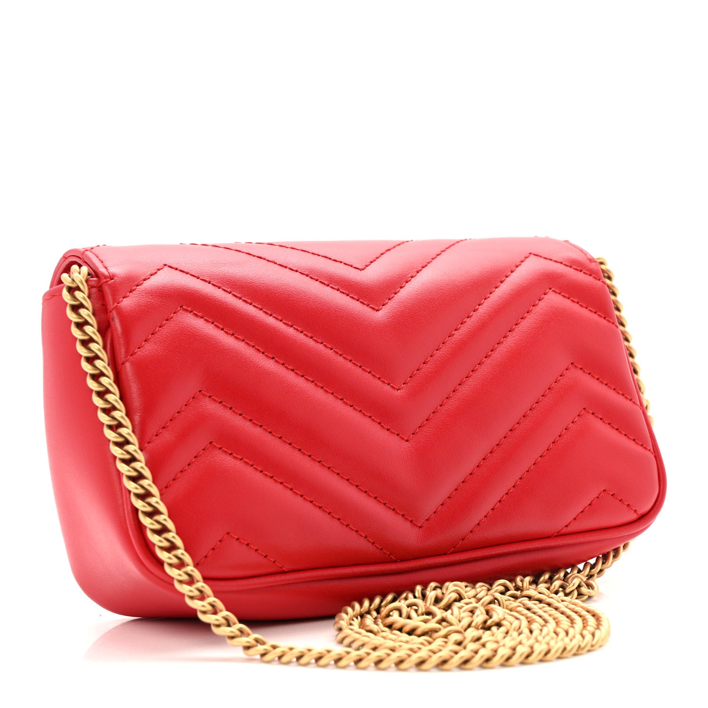 Calfskin Matelasse Super Mini GG Marmont Shoulder Bag Hibiscus Red