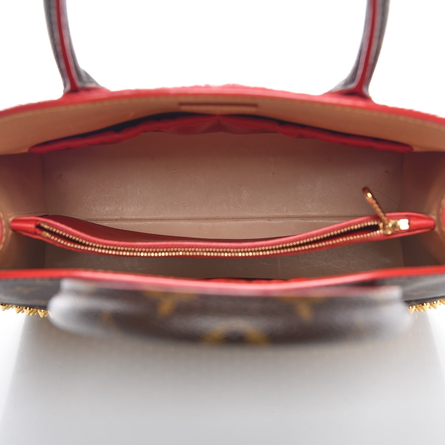 Louis Vuitton Monogram Calf Hair Spikes Iconoclasts Christian Louboutin Tote Red 5 of 9