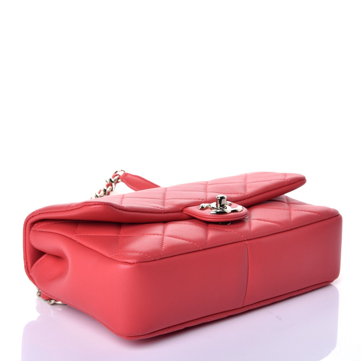 Chanel Lambskin Quilted Resin Bi-Color Chain Flap Bag Red 4 of 10