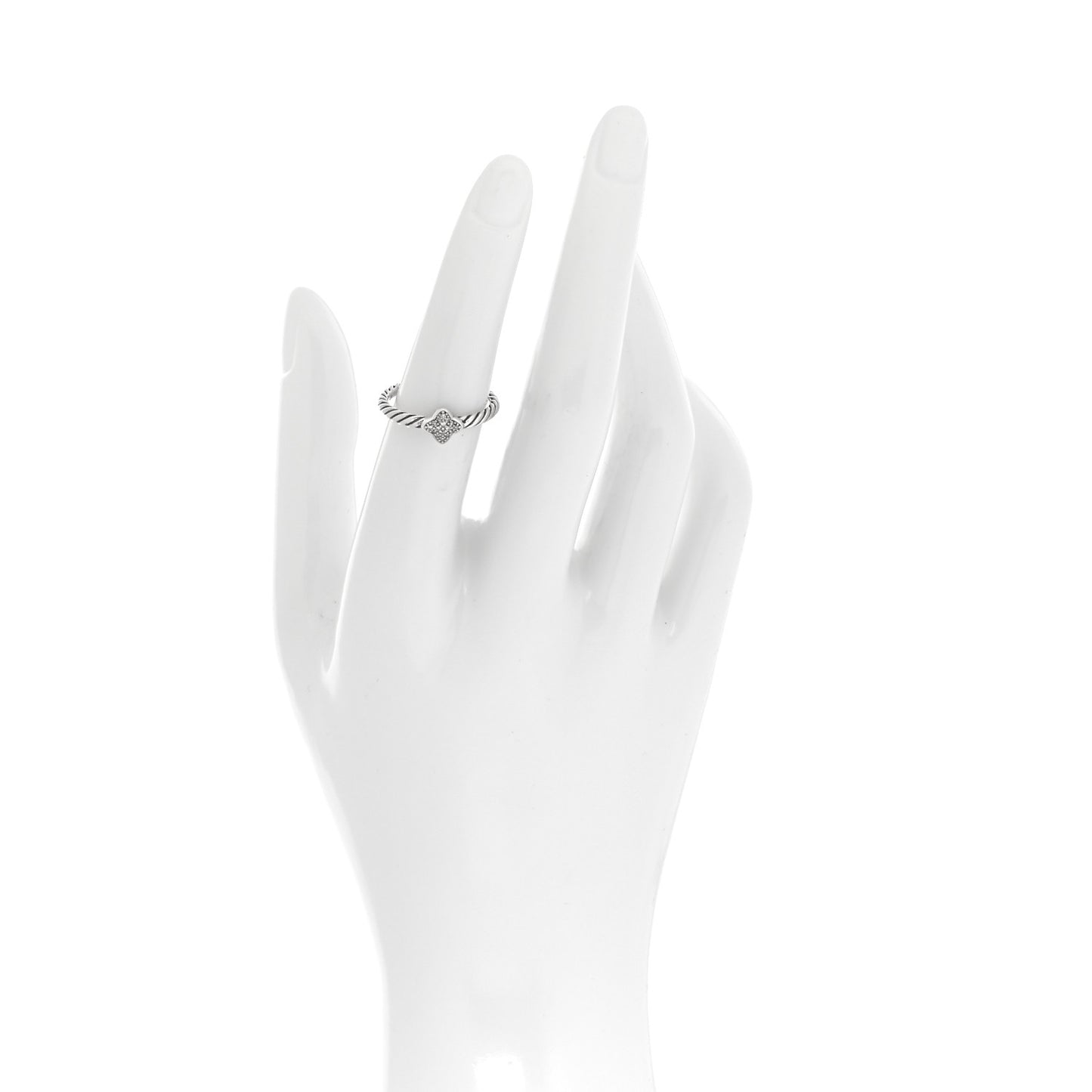 Sterling Silver Diamond Quatrefoil Ring 52 6