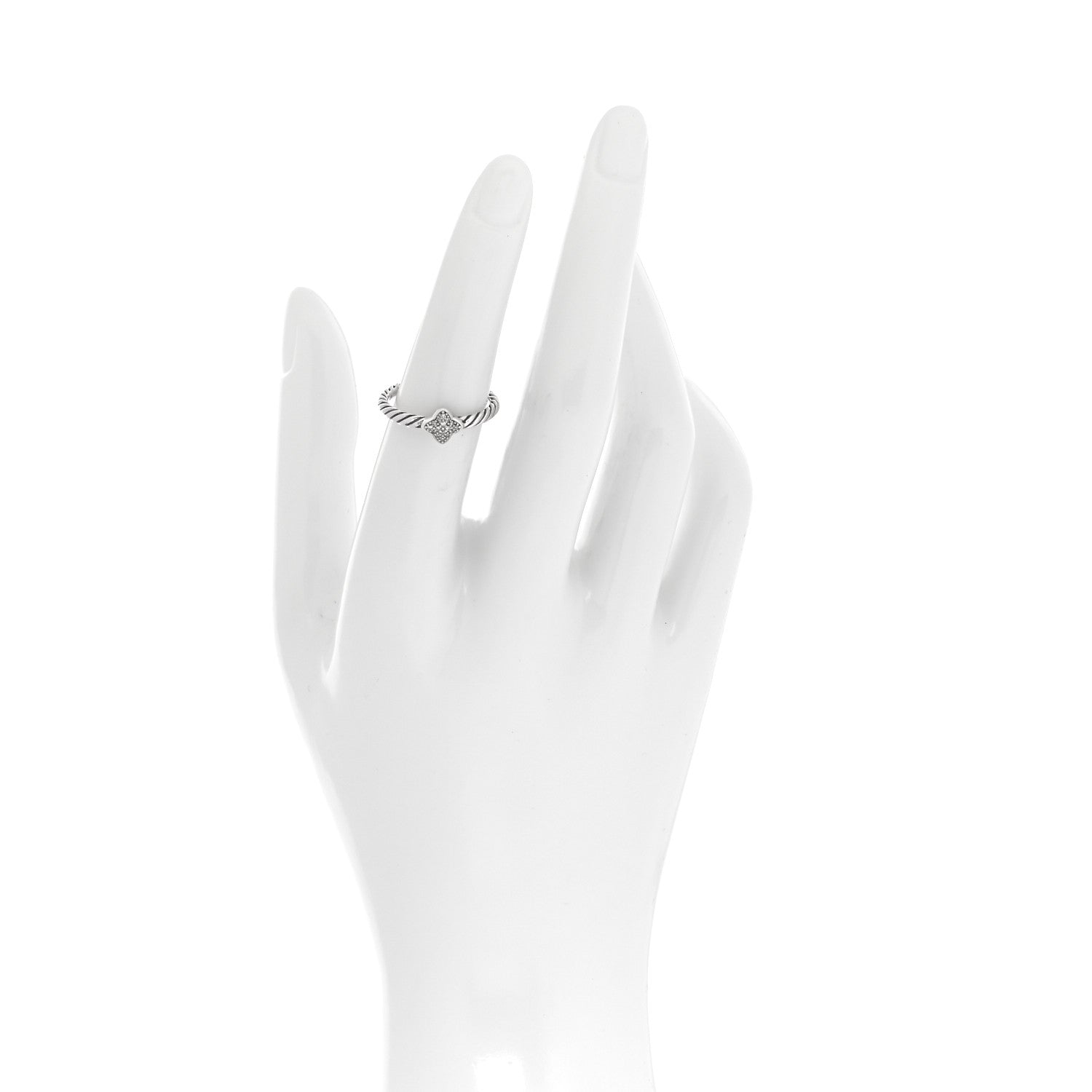David Yurman Sterling Silver Diamond Quatrefoil Ring 52 6 2 of 4