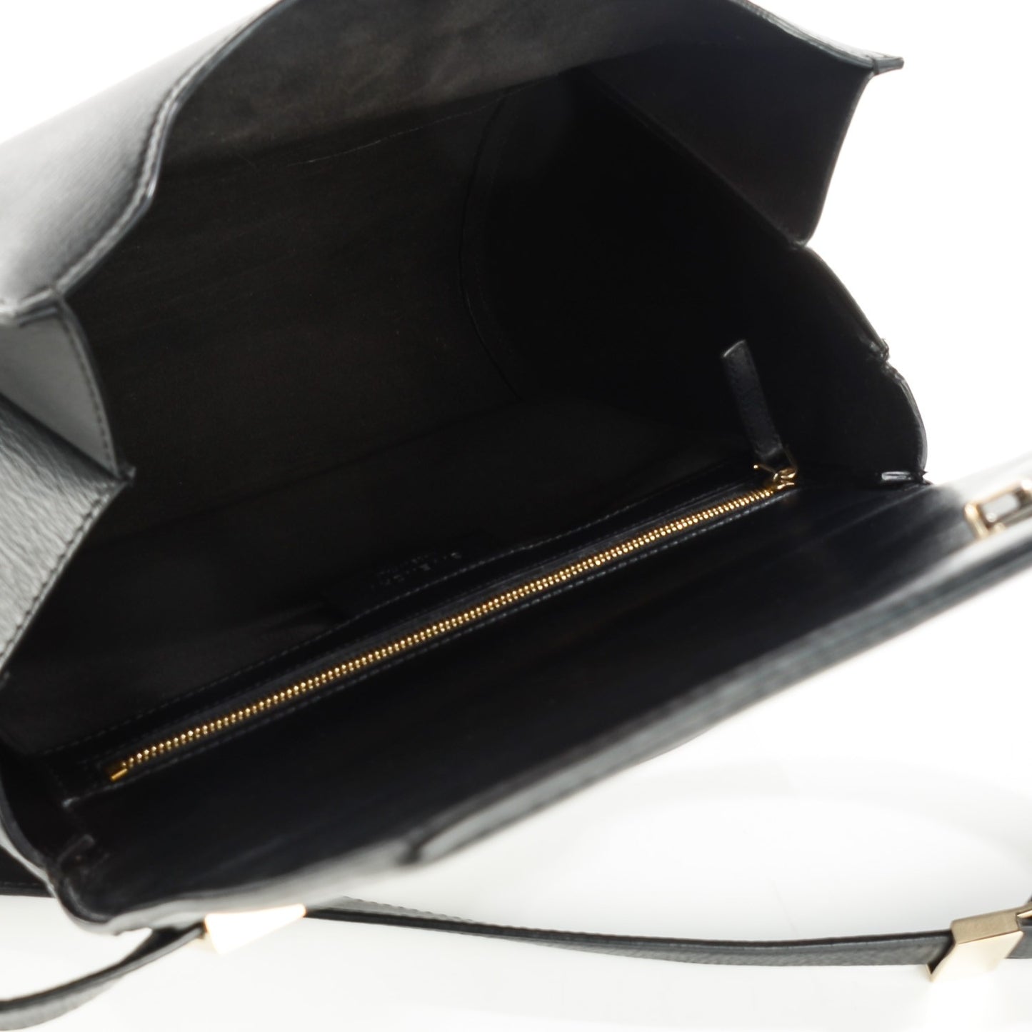Textured Calfskin Medium Pandora Box Crossbody Bag Black