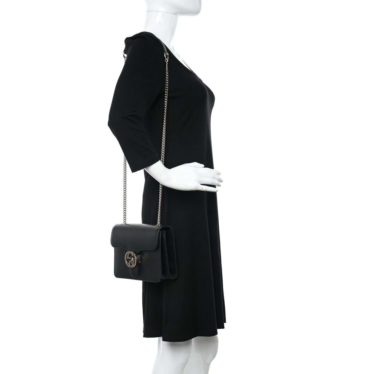 Gucci Dollar Calfskin Small Interlocking G Shoulder Bag Black 2 of 10