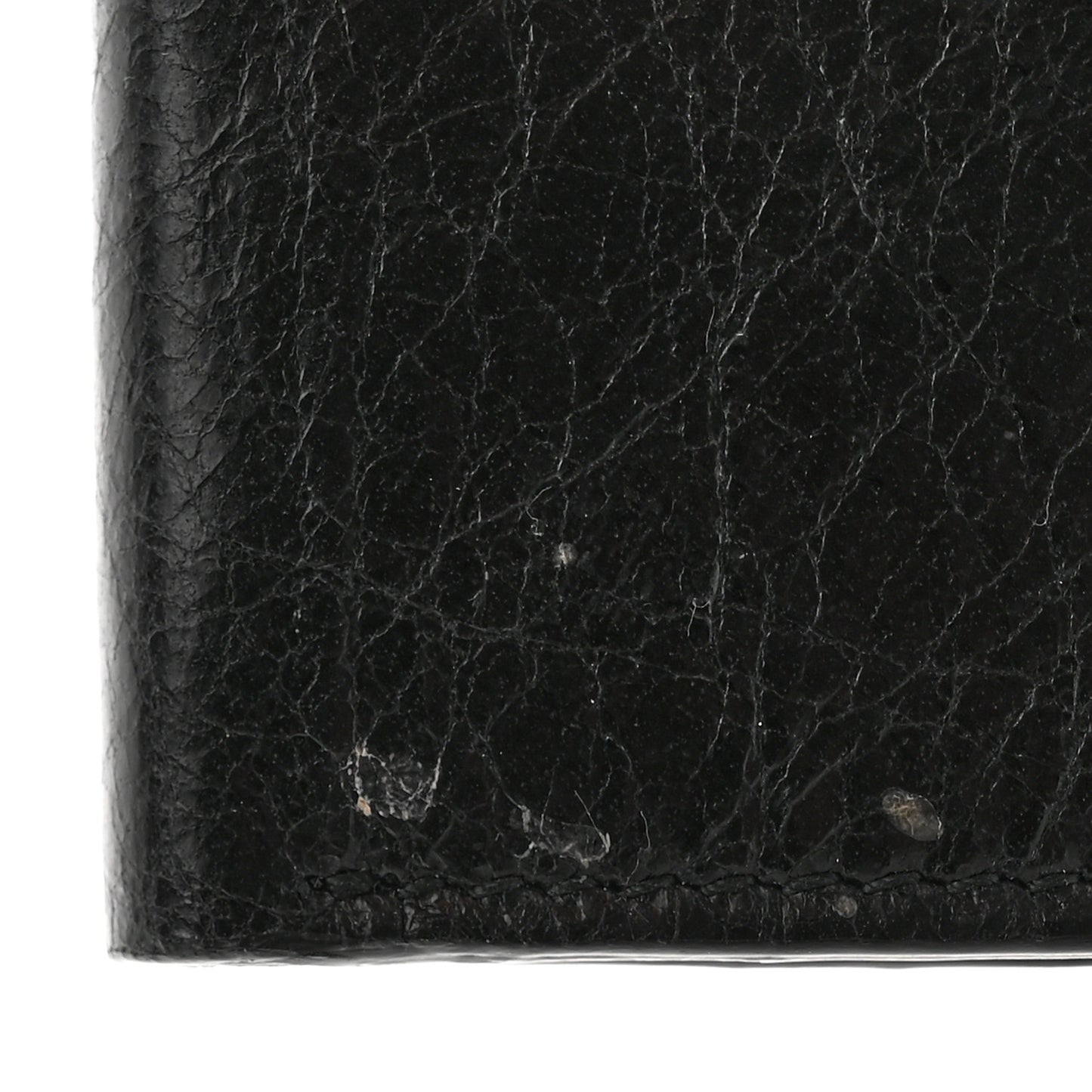 Agneau Arena Classic Silver Hardware Mini Wallet Black