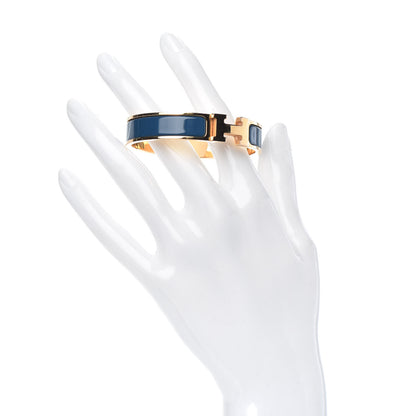 Hermes Narrow Enamel Clic Clac H Bracelet PM Bleu De Genes 2 of 6