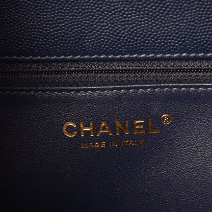 Chanel Caviar Lizard Quilted Medium Coco Handle Flap Navy 6 of 13
