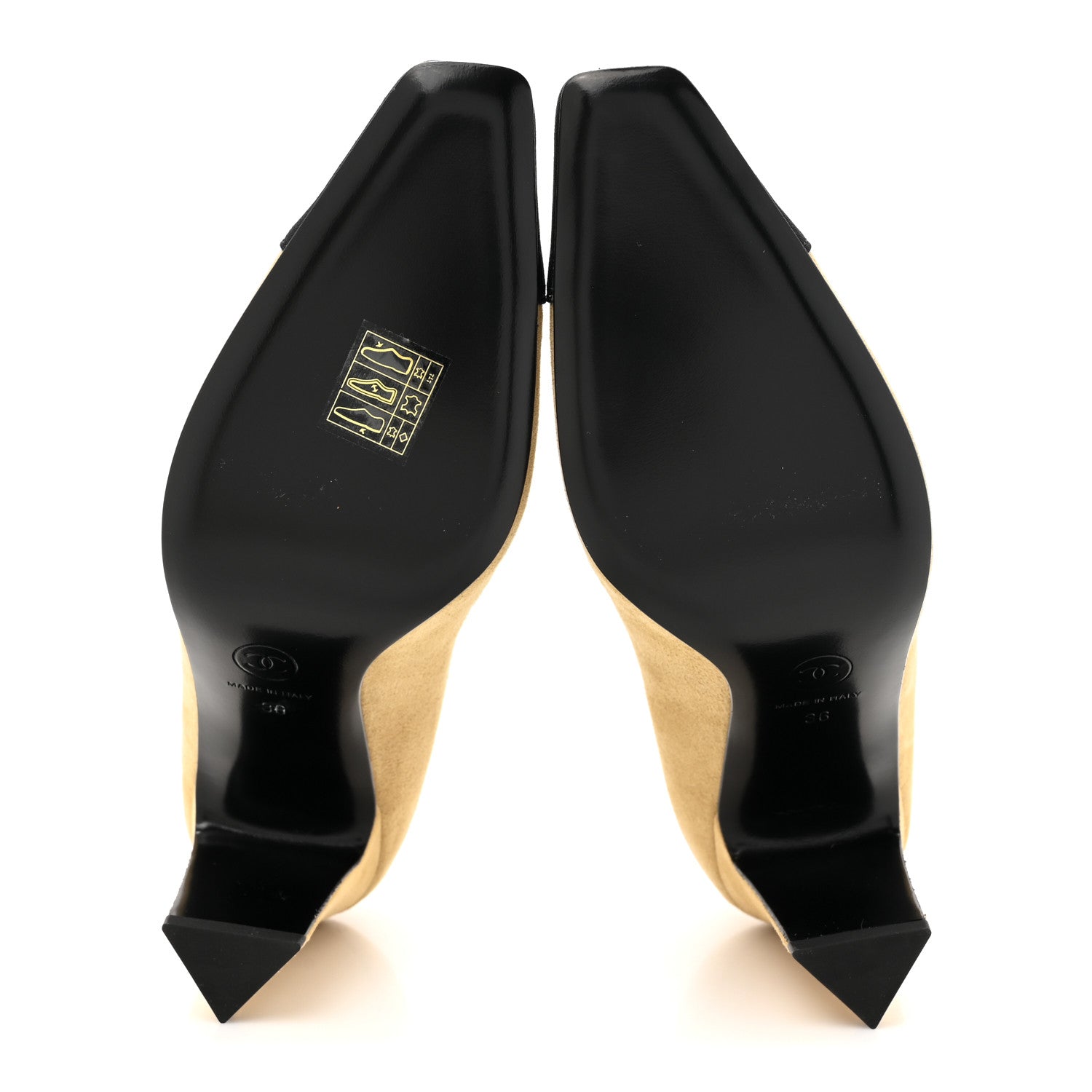 Chanel Suede Grosgrain Cap Toe CC Pumps 36 Beige Black 7 of 11