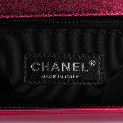 Chanel Metallic Patent Quilted New Medium Boy Flap Fuchsia 6 of 7
