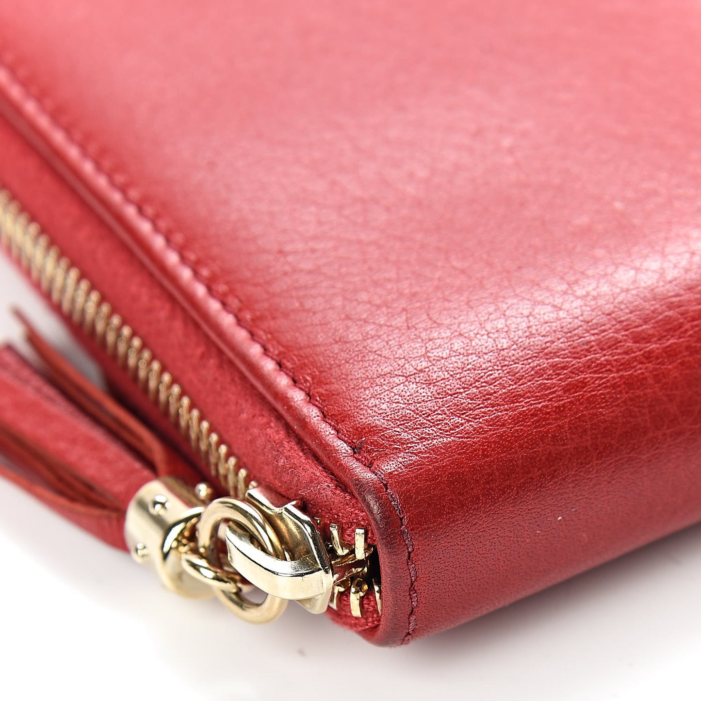 Pebbled Calfskin Soho Zip Around Wallet Red