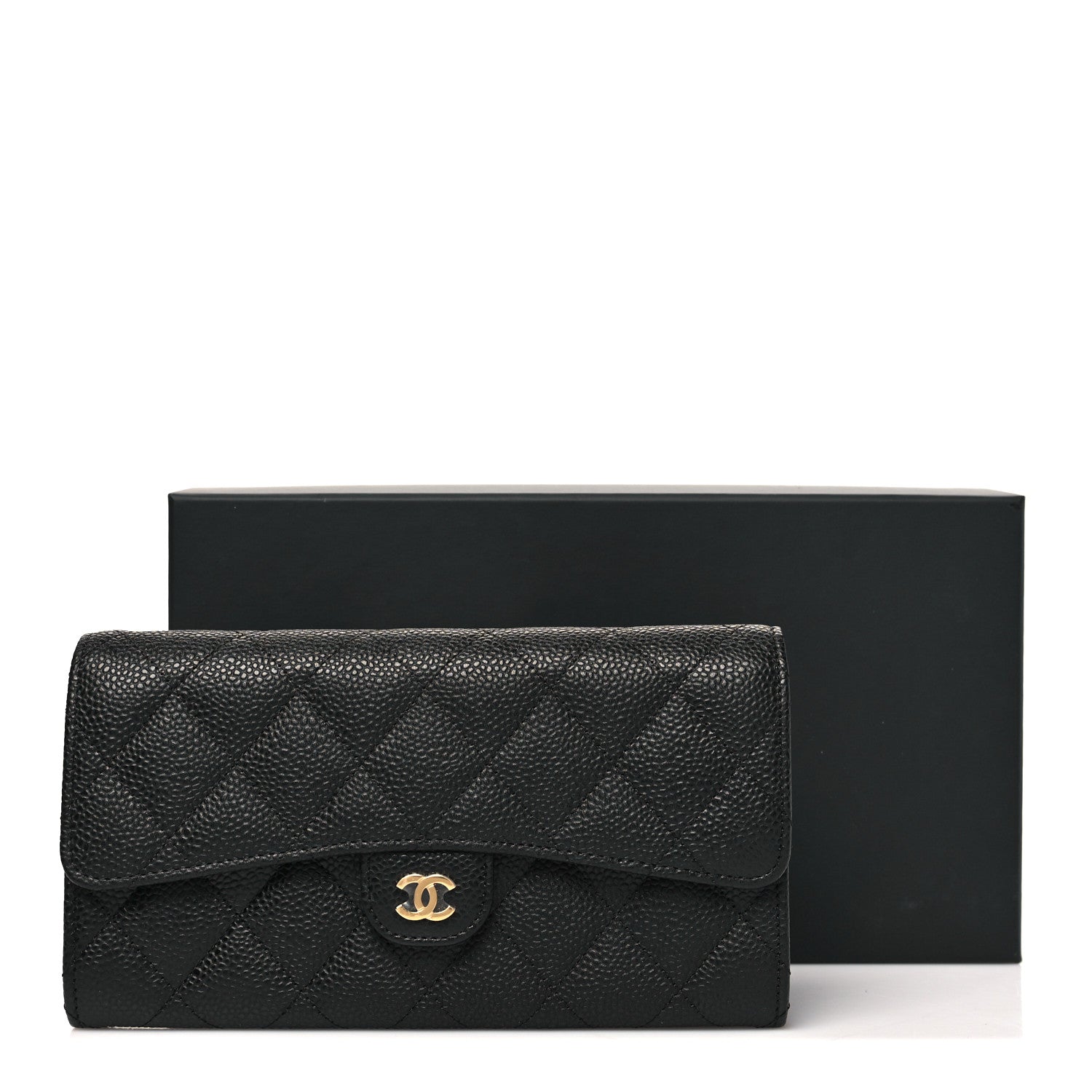 Chanel Caviar Quilted Large Gusset Flap Wallet Black 10 of 10
