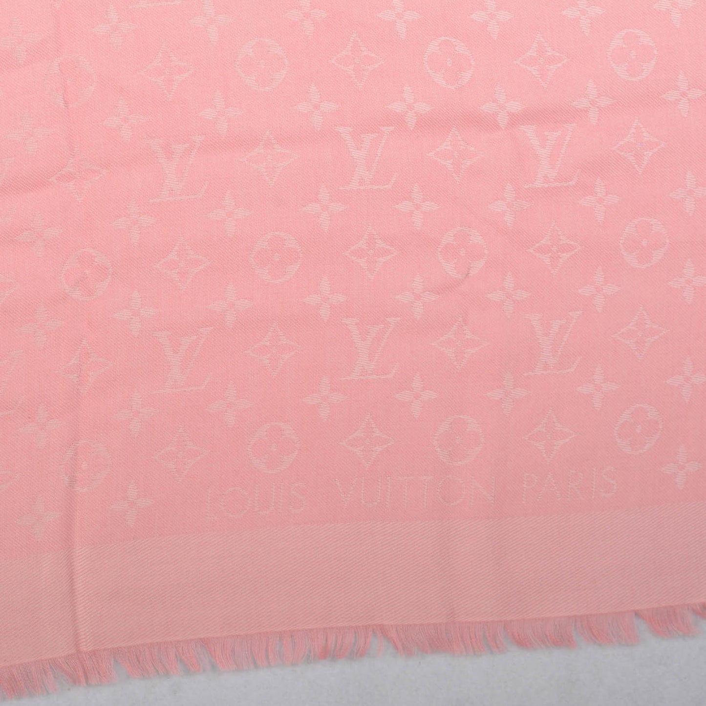 Silk Wool Monogram Denim Shawl Rose Petale