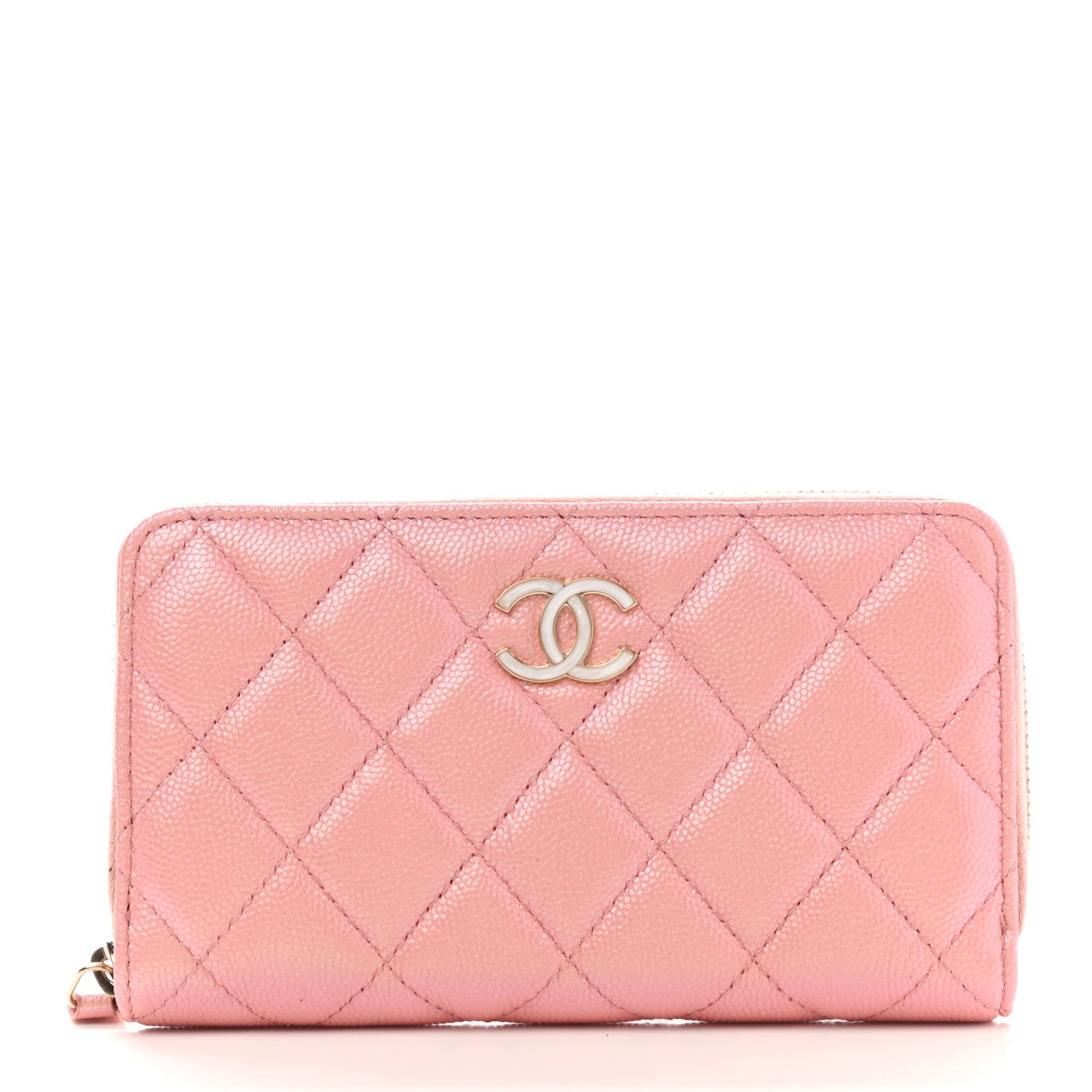 Chanel Iridescent Caviar Quilted Medium Zip Around Wallet Pink 1 of 9