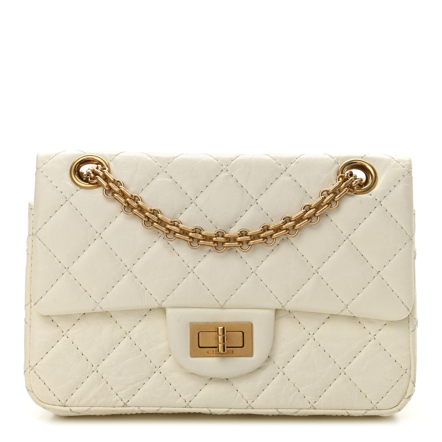 Aged Calfskin Quilted 2.55 Reissue Mini Flap White