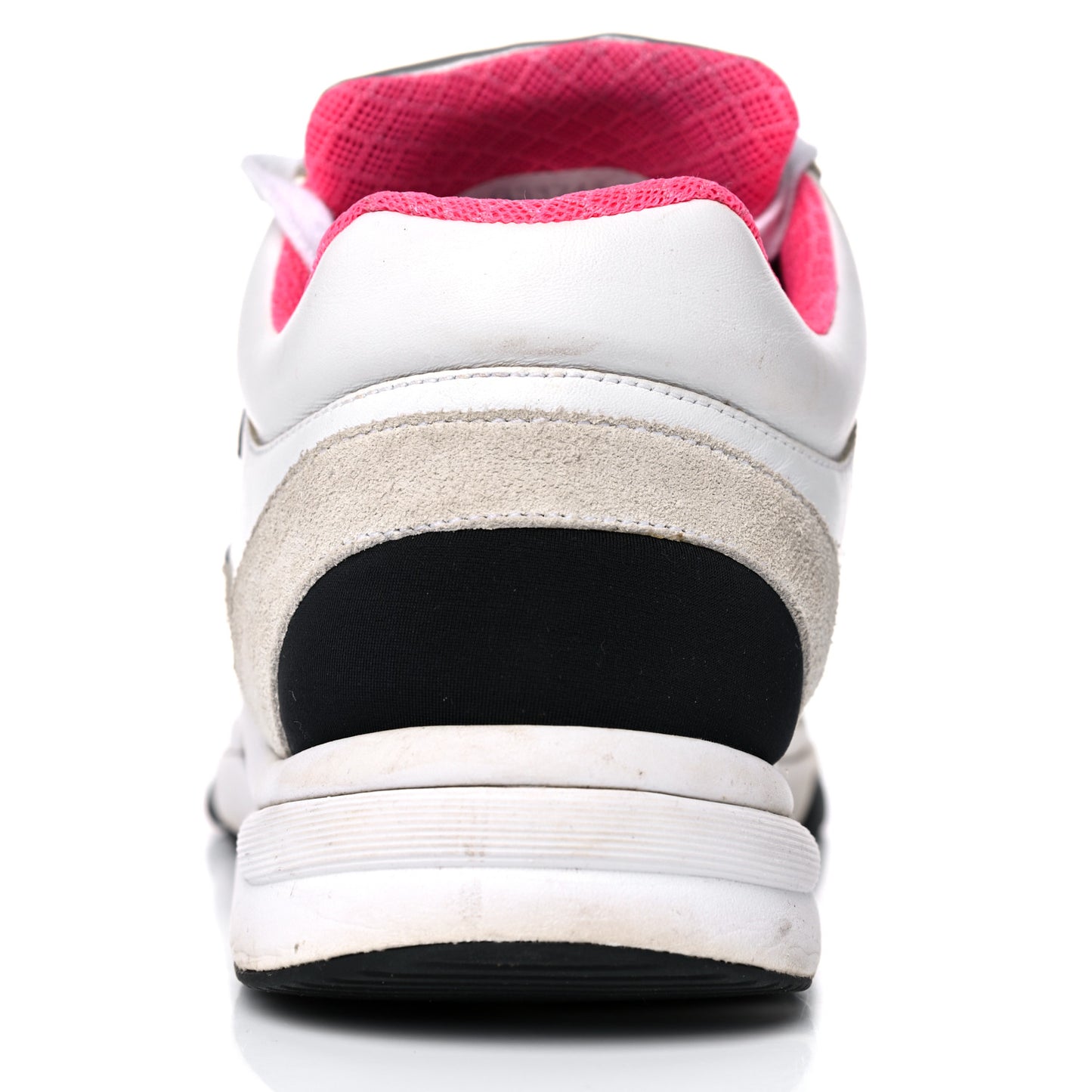 Calfskin Fabric Sneakers 39 White Silver Fluo Pink