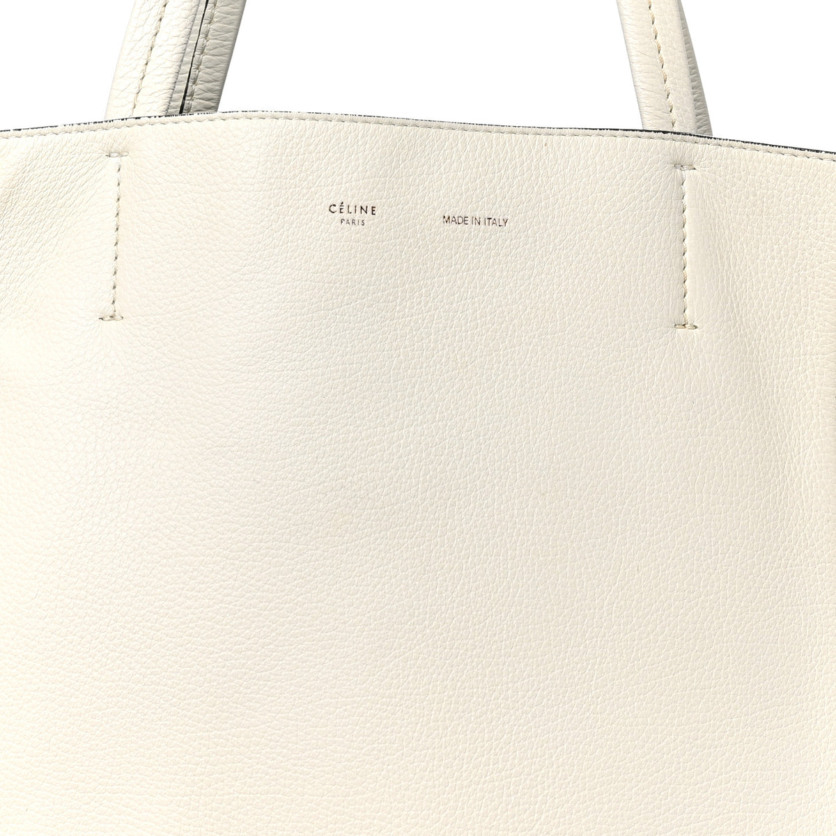 Celine Grained Calfskin Medium Horizontal Cabas Phantom White 7 of 9