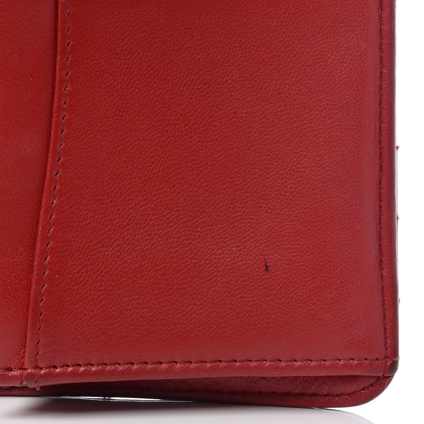 Lambskin Quilted Yen Wallet Red