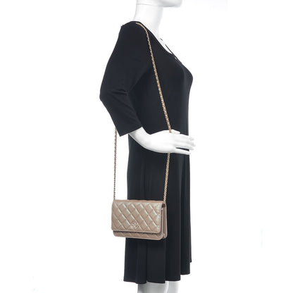 Chanel Iridescent Caviar Quilted Wallet On Chain WOC Beige 2 of 11