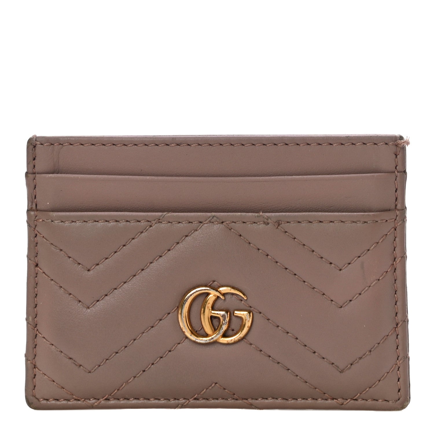 Gucci Calfskin Matelasse GG Marmont Card Holder Porcelain Rose 1 of 10