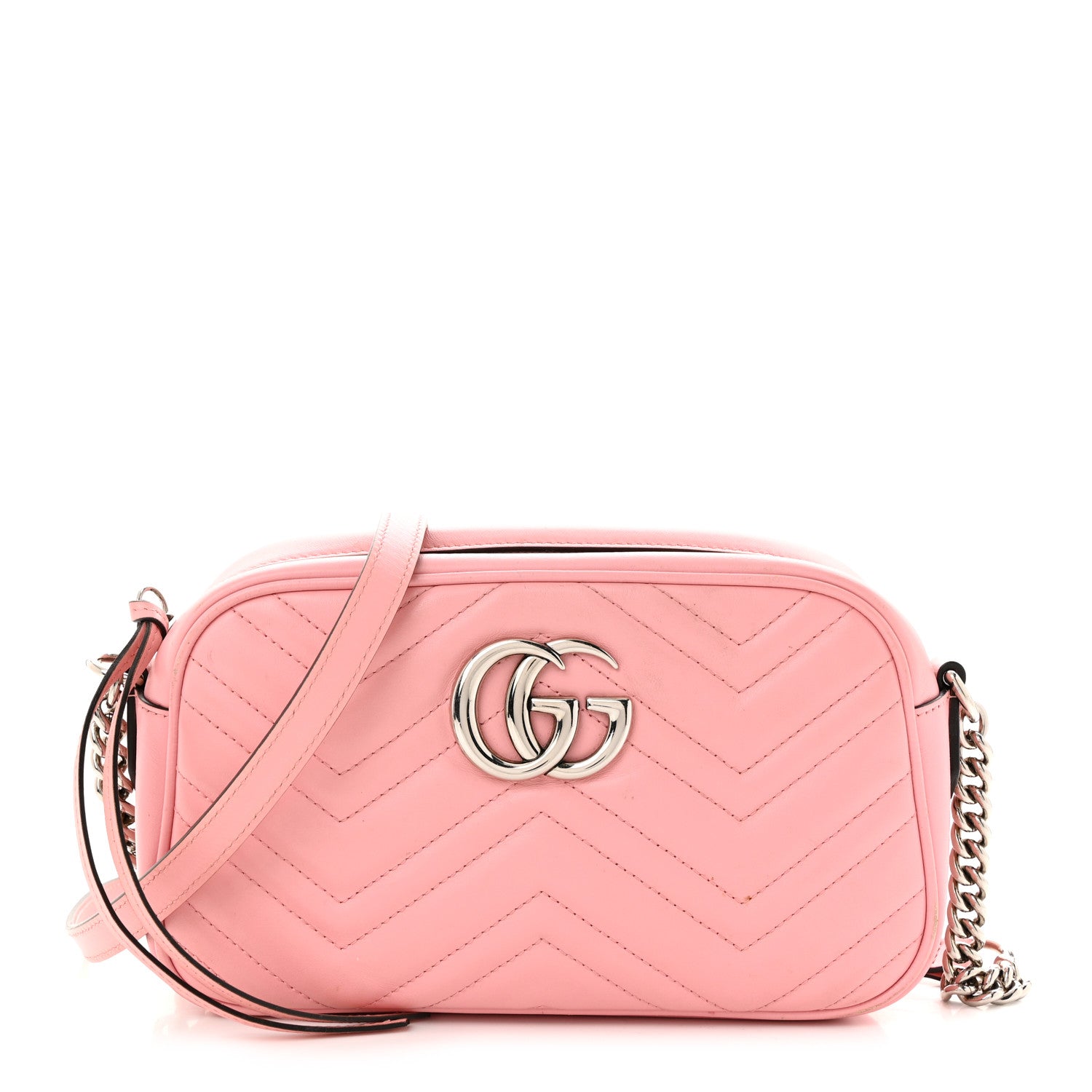 Gucci Calfskin Matelasse Small GG Marmont Chain Shoulder Bag Wild Rose 1 of 18