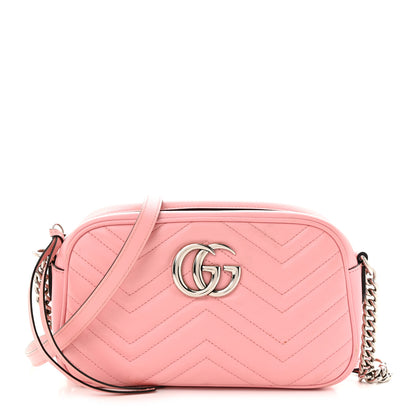 Gucci Calfskin Matelasse Small GG Marmont Chain Shoulder Bag Wild Rose 1 of 18