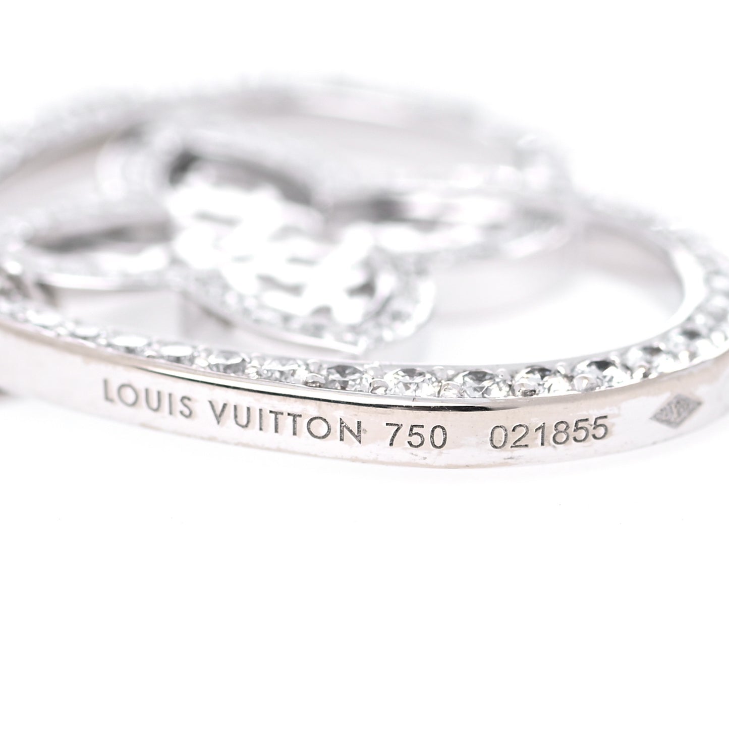 18K White Gold Diamond Large Coeur Heart Pendant Necklace