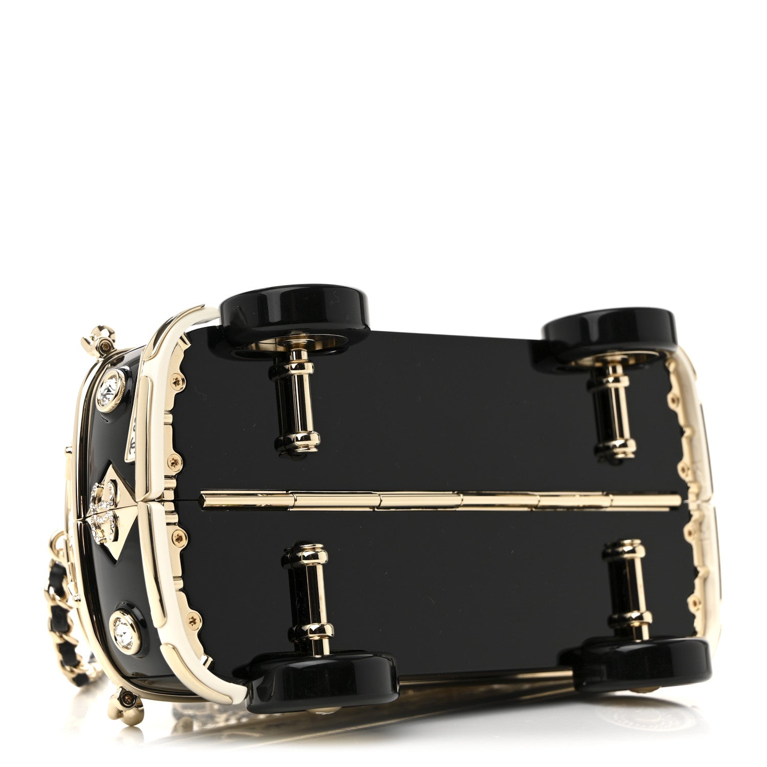 Chanel Resin Crystal Los Angeles Mini Van Minaudiere Black White