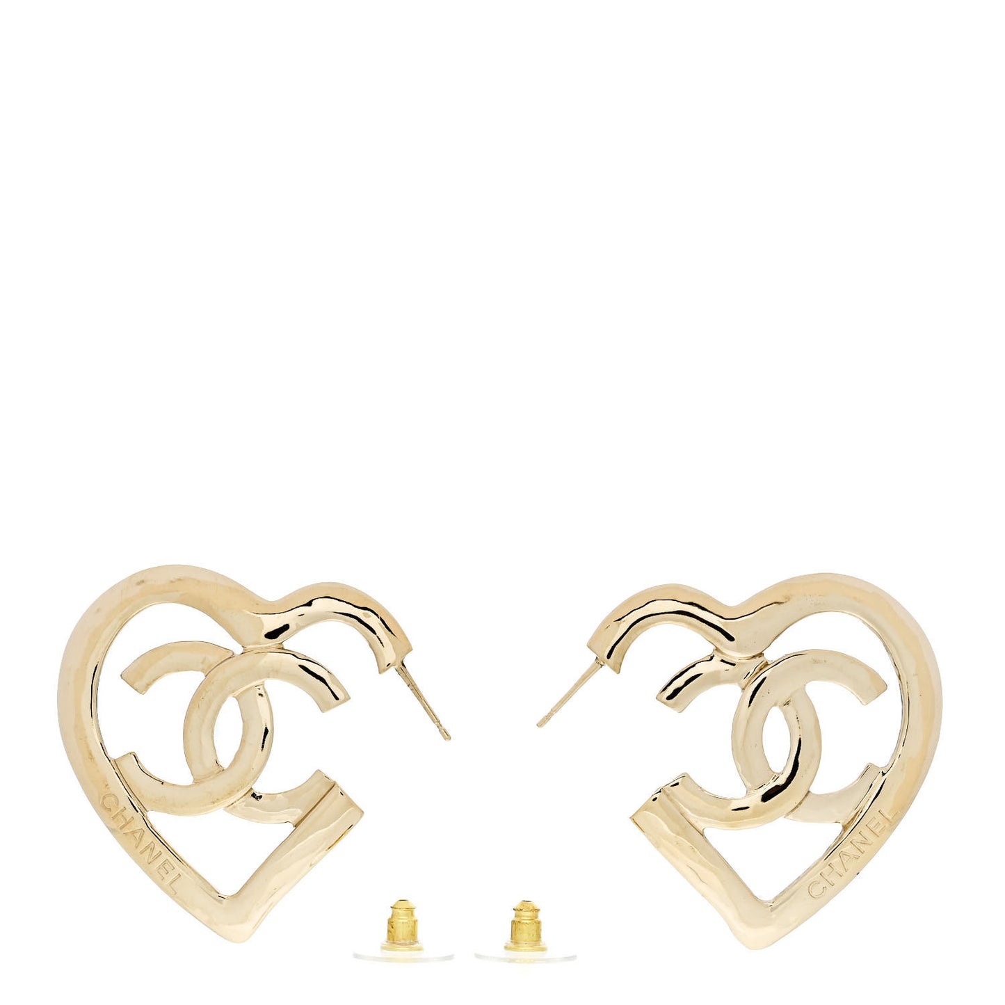 Metal CC Heart Coco In Love Hoop Earrings Gold