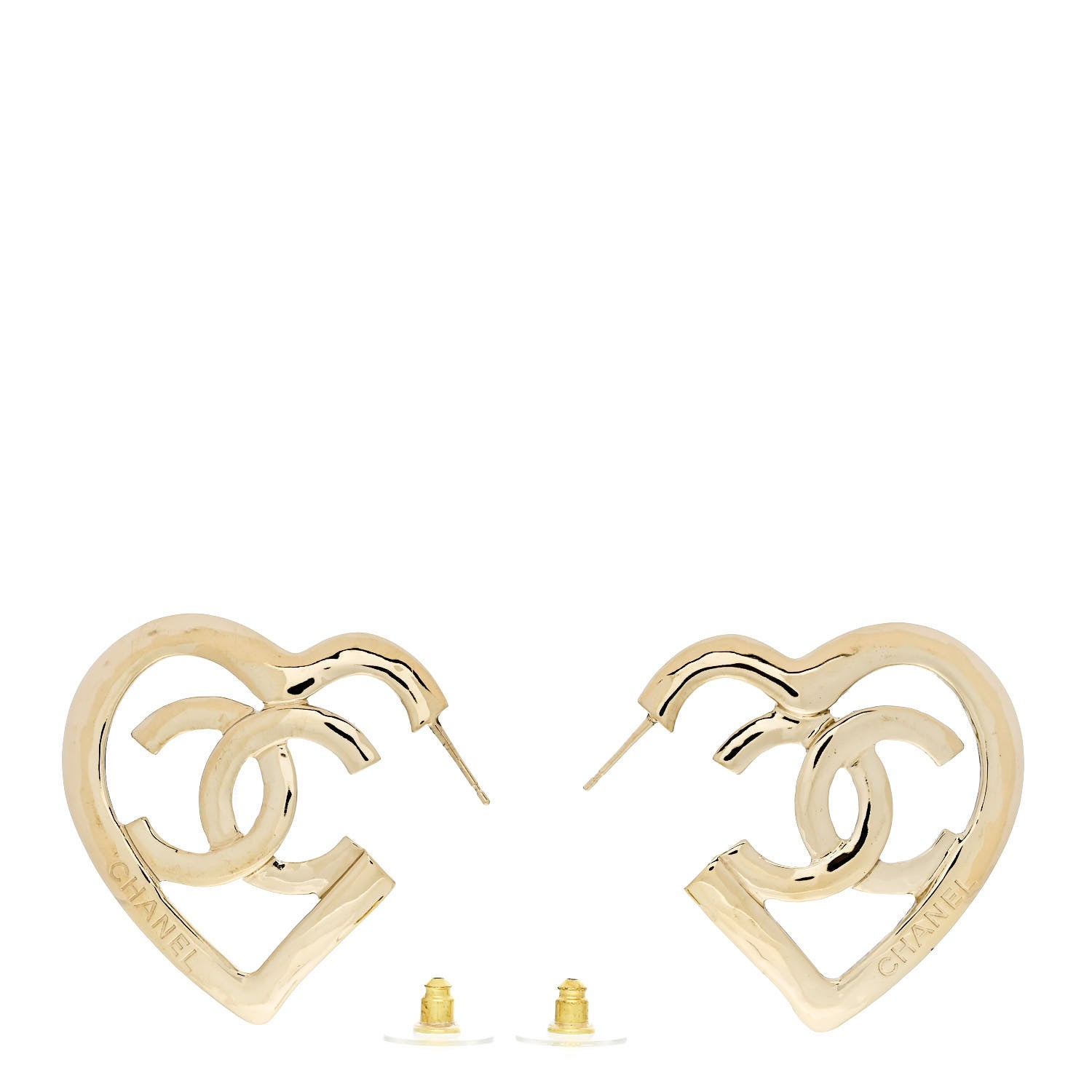 Chanel Metal CC Heart Coco In Love Hoop Earrings Gold 3 of 5