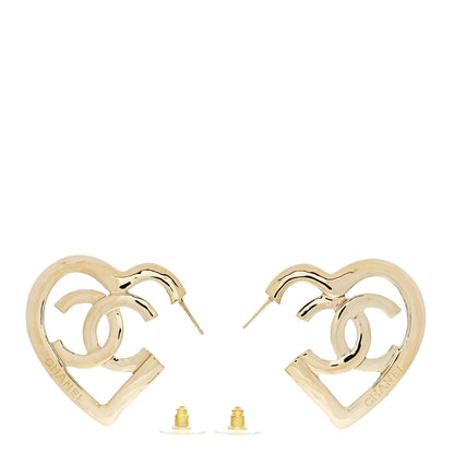 Chanel Metal CC Heart Coco In Love Hoop Earrings Gold 3 of 5