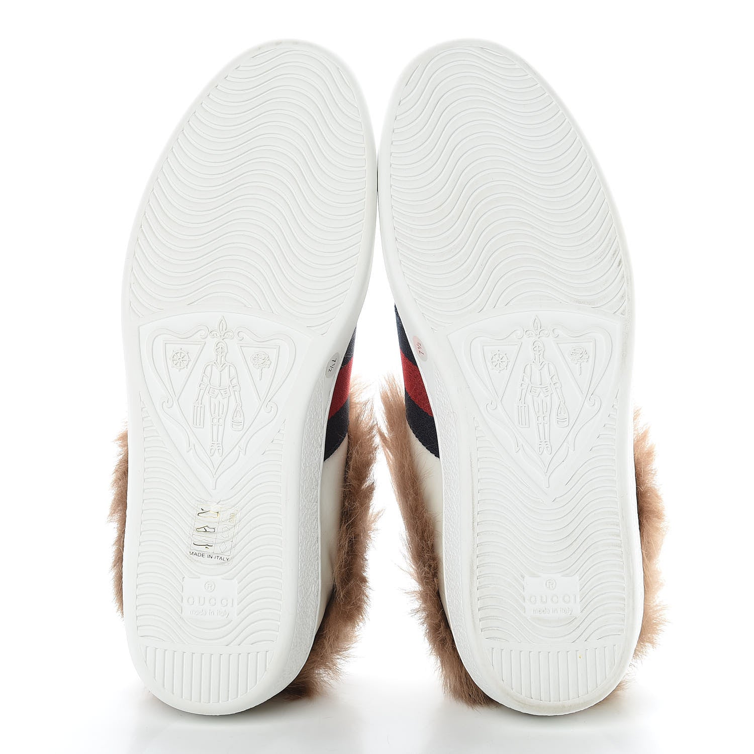 Gucci Calfskin Wool Web Bee Embroidered Mens Ace Sneakers 7.5 White 5 of 8
