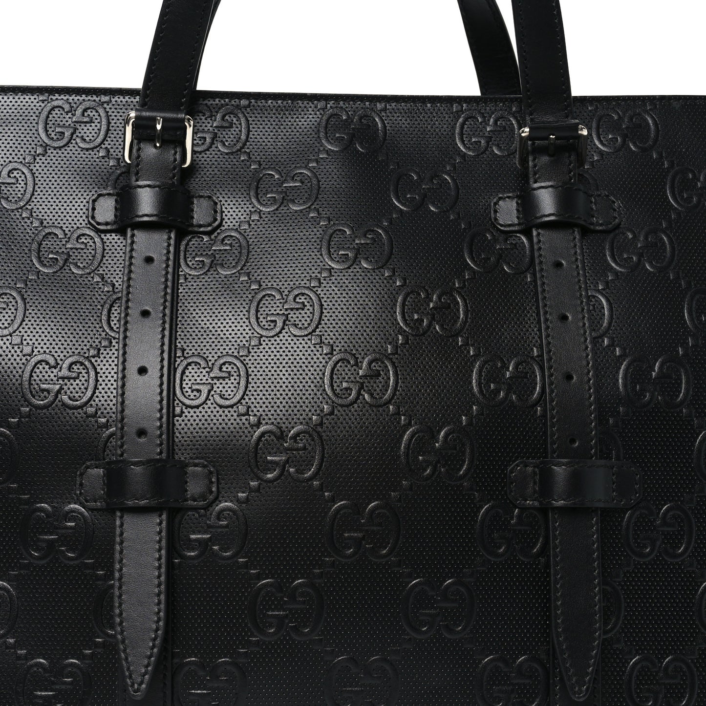 Calfskin GG Tennis Embossed Tote Bag Black