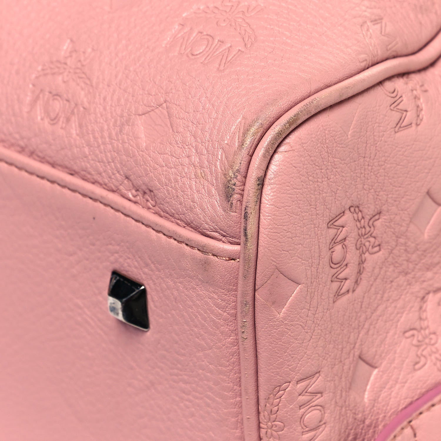 MCM Calfskin Ottomar Monogram Duffle Bag Pink 7 of 24
