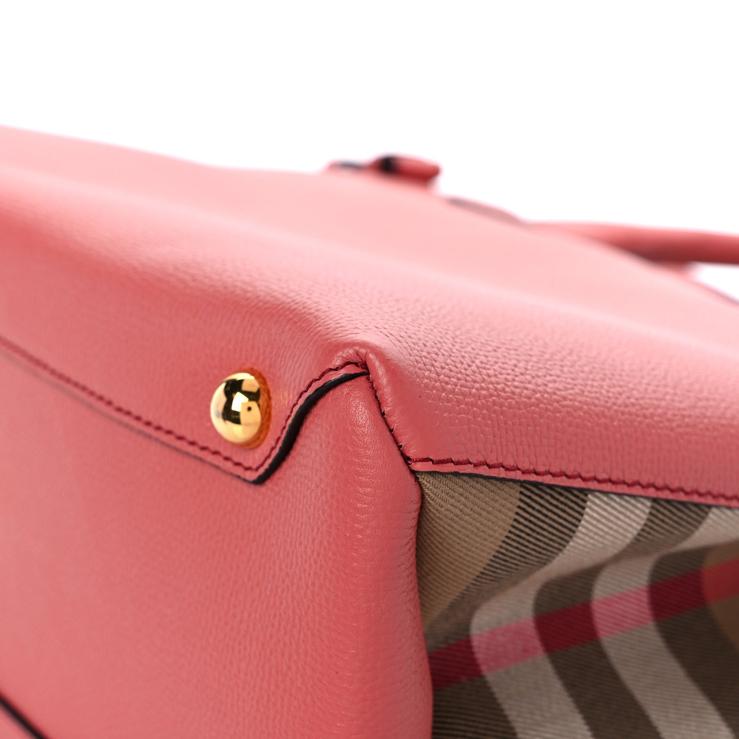 Derby Calfskin House Check Medium Banner Tote Cinnamon Red