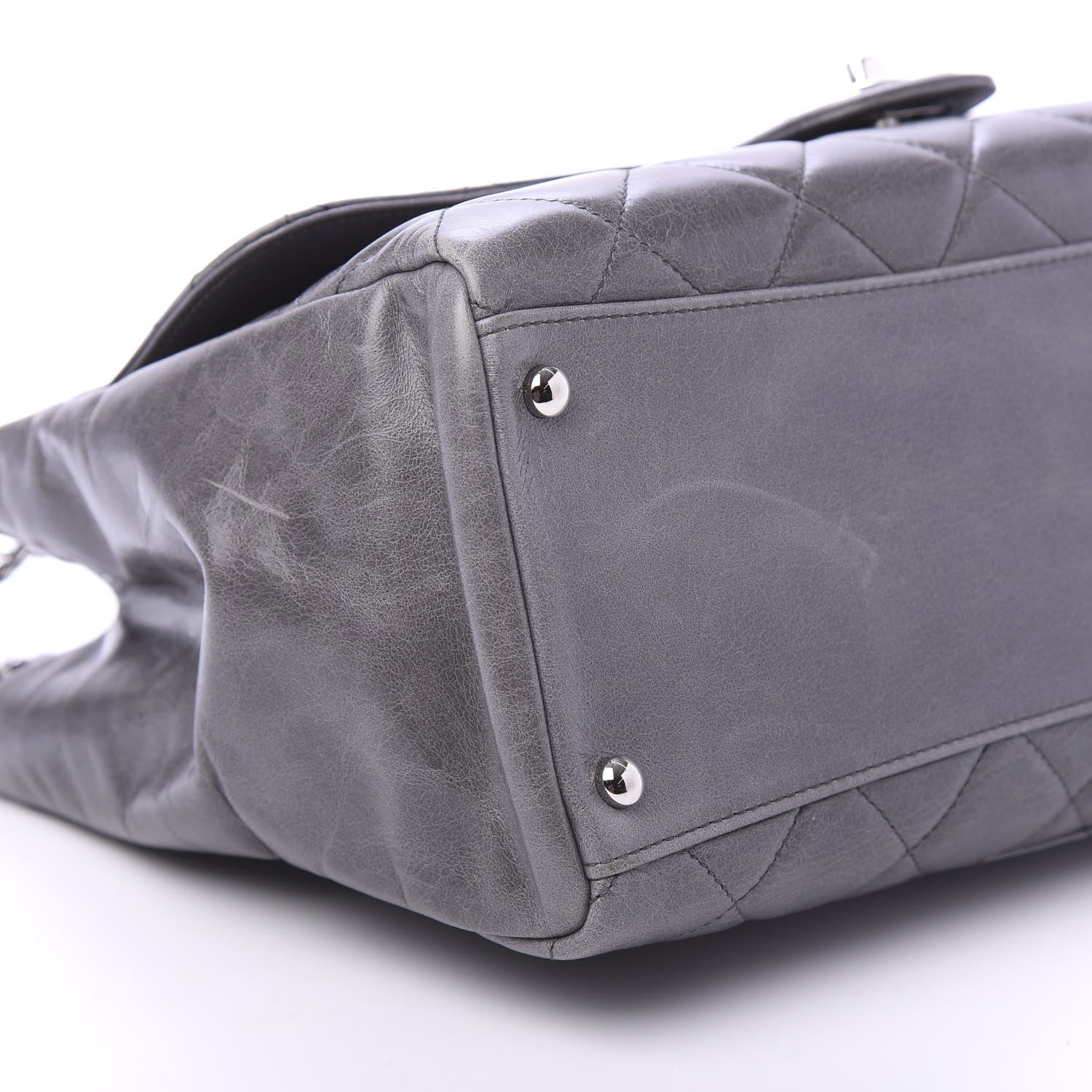 Chanel Glazed Calfskin Quilted Small CC Delivery Tote Grey 6 of 10