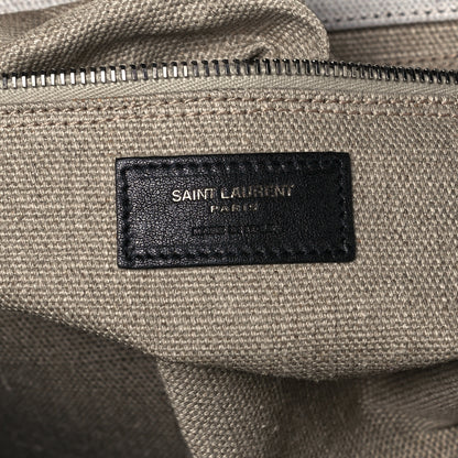 Saint Laurent Linen Calfskin Rive Gauche Tote Optic White 6 of 10