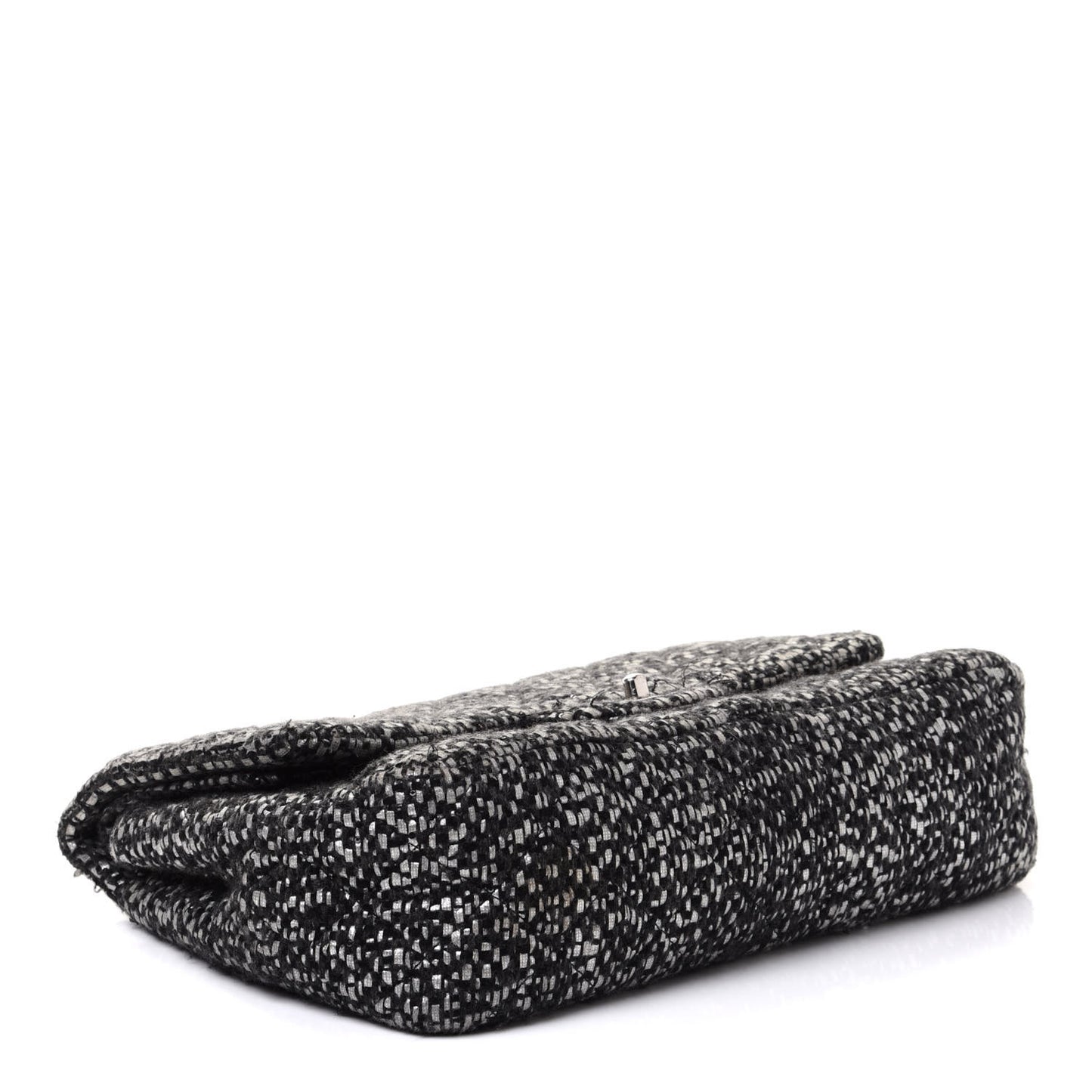 Sequin Tweed Jumbo Double Flap Black Grey