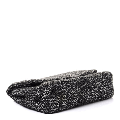 Chanel Sequin Tweed Jumbo Double Flap Black Grey 3 of 10