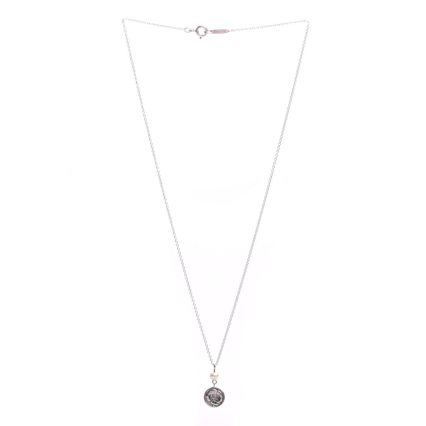 Sterling Silver Pearl Nature Rose Pendant Necklace