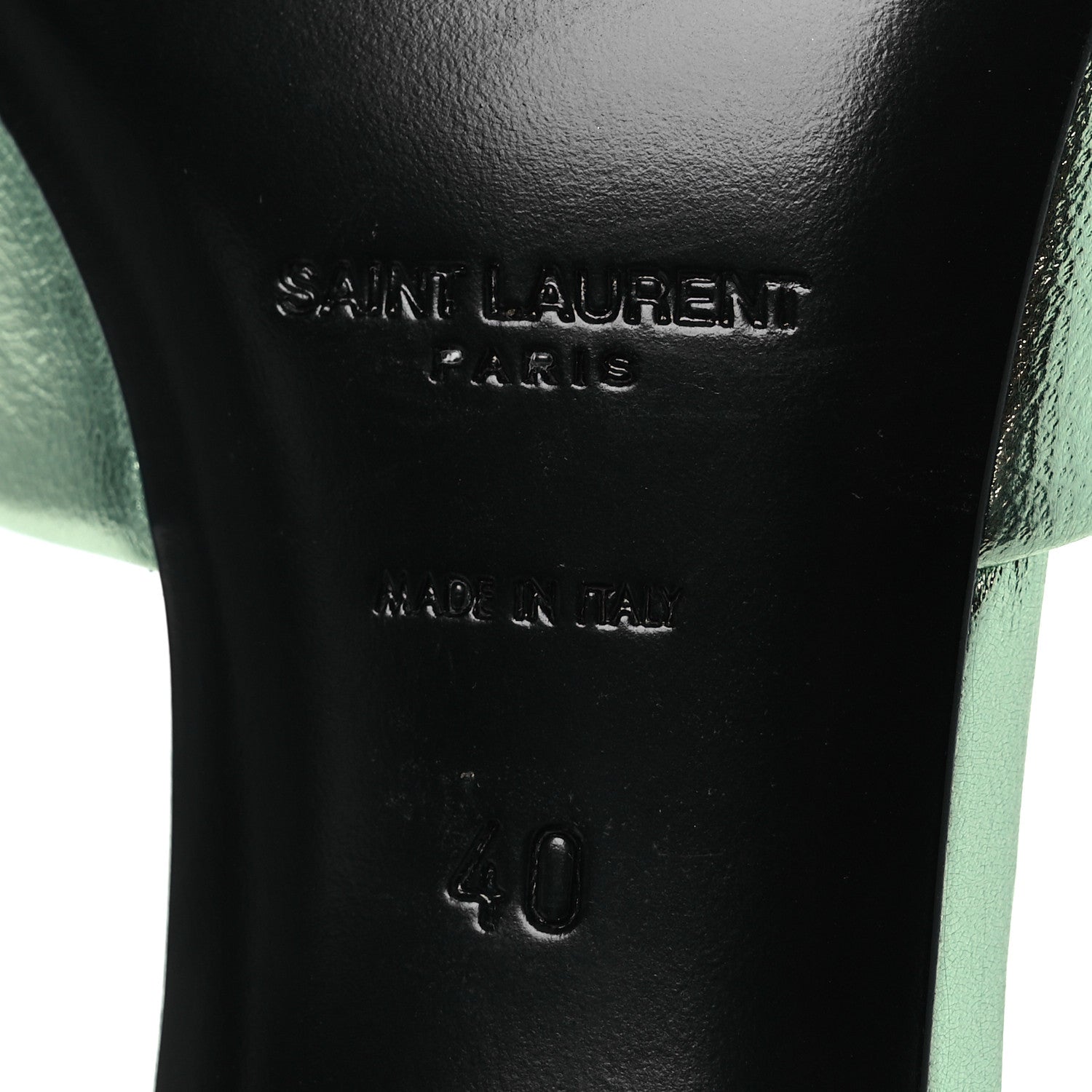 Saint Laurent Metallic Nappa La 16 Mule Sandals 40 Green 7 of 14