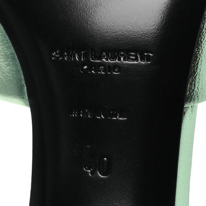 Saint Laurent Metallic Nappa La 16 Mule Sandals 40 Green 7 of 14