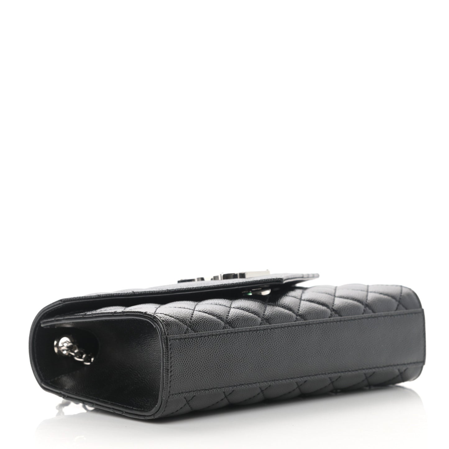 Grain De Poudre Textured Mixed Matelasse Triquilt Small Monogram Satchel Black