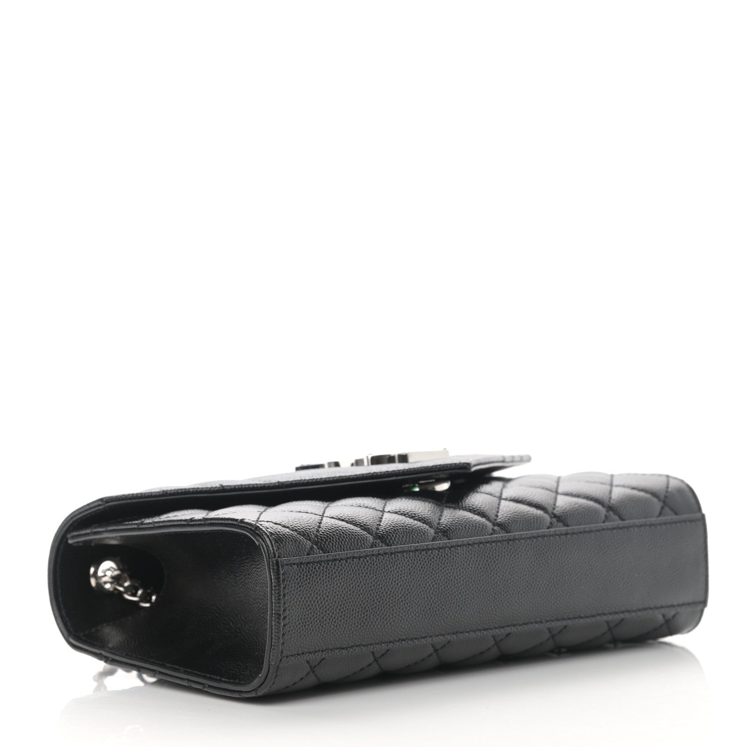 Saint Laurent Grain De Poudre Textured Mixed Matelasse Triquilt Small Monogram Satchel Black 4 of 12