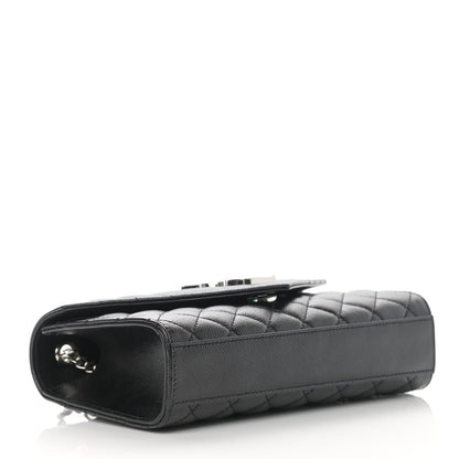 Saint Laurent Grain De Poudre Textured Mixed Matelasse Triquilt Small Monogram Satchel Black 4 of 12