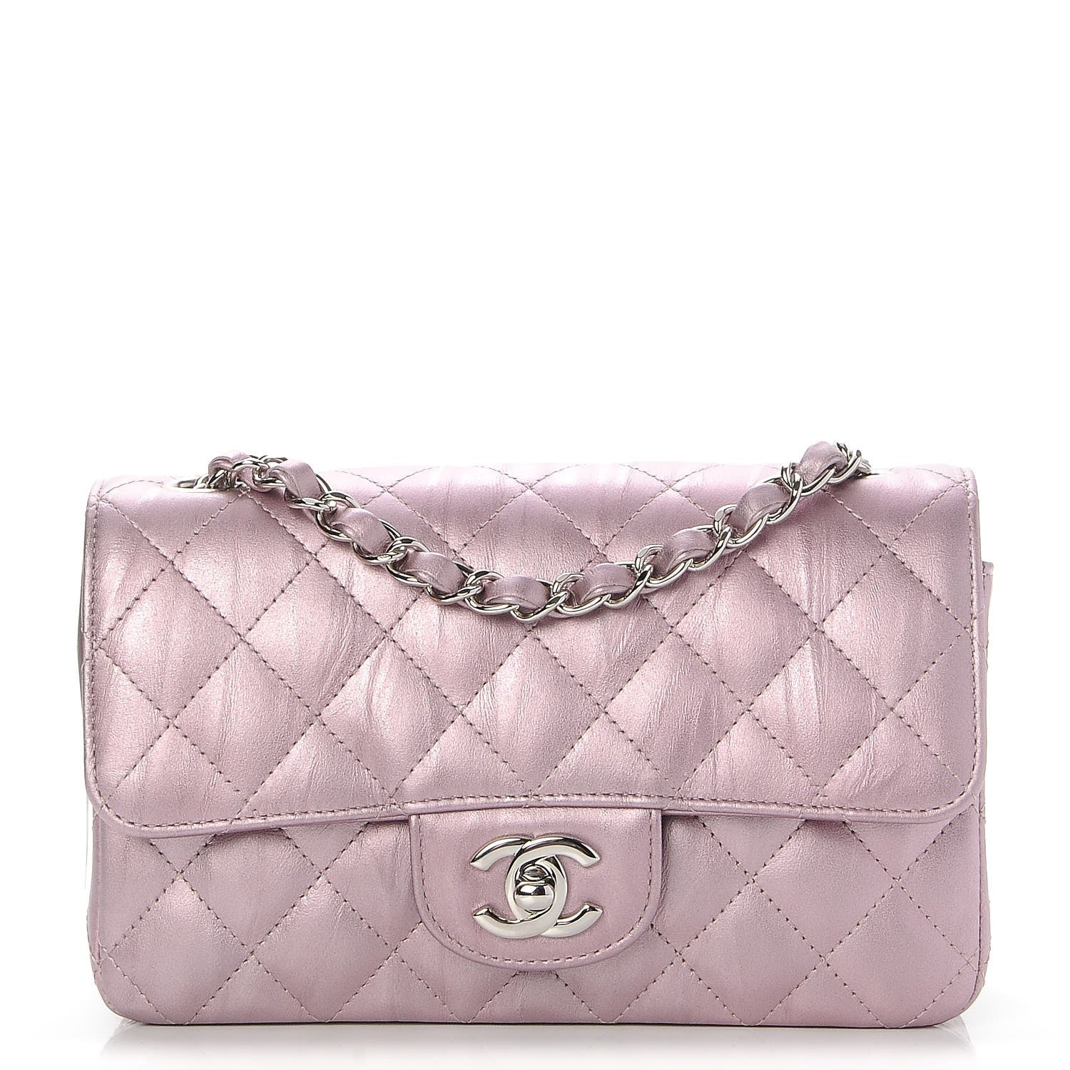 Chanel Metallic Calfskin Quilted Mini Rectangular Flap Pink 1 of 7