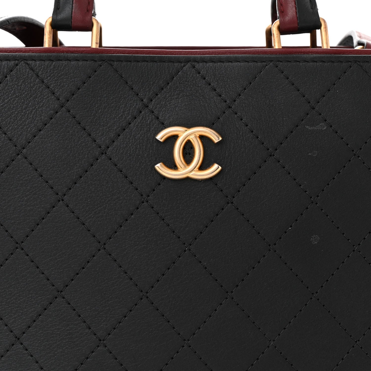 Chanel Bullskin Stitched Bi-Color Medium Shopping Tote Black 7 of 11